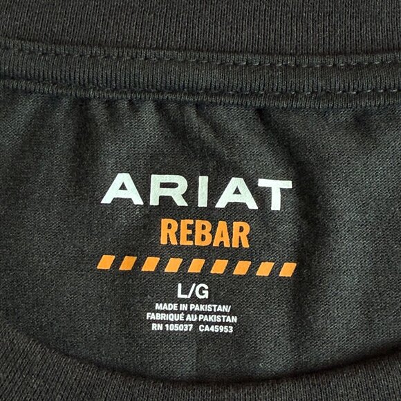 Ariat Rebar Men's Short Sleeve Crew Neck Cotton Black T-Shirt Size Large NWT - Picture 7 of 10